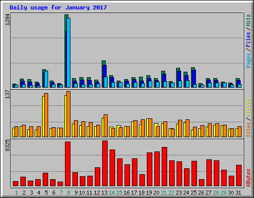 Daily usage for January 2017