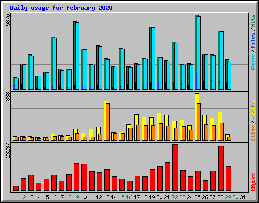 Daily usage for February 2020