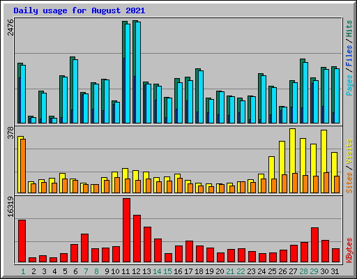 Daily usage for August 2021