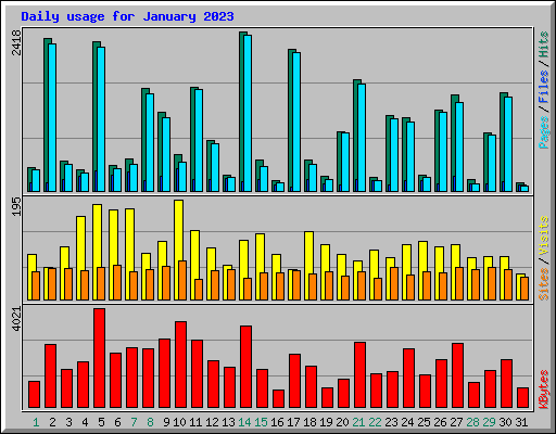 Daily usage for January 2023