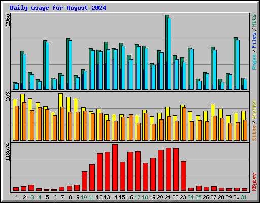 Daily usage for August 2024