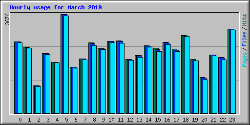 Hourly usage for March 2019