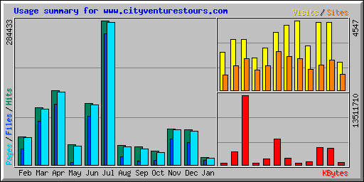 Usage summary for www.cityventurestours.com